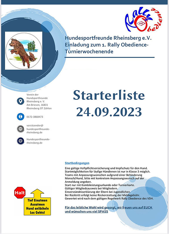 Starterliste Sonntag  